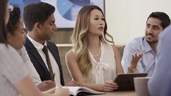 Explaining Business Strategies to Coworkers Stock Footage