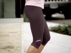 WS TD TS Woman jumping on sidewalk / Portland, OR, USA Stock Footage