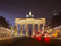 WS T/L Brandenburg Gate at night / Berlin, Berlin, Germany Stock Footage