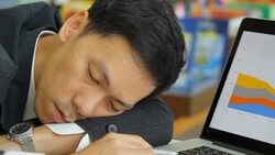 HD : Businessman is sleeping at workplace Stock Footage