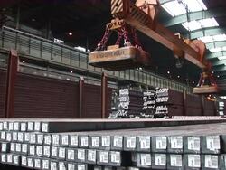 WS Crane working in praduction hall / Burbach, Saarland, Germany  Stock Footage