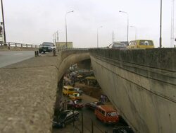 MS View of bridge / Lagos, Nigeria Stock Footage
