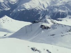 WS AERIAL ZI View of Ski station and radar station / Switzerland Stock Footage