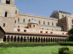 Monreale Cathedral, view of the cloister, Palermo, Sicily. Stock Footage