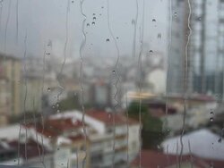 Rainy Day Rain Drops On Glass (Full HD) Stock Footage
