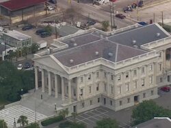 MS AERIAL Shot of Gibbes Museum of Art building / South Carolina, United States Stock Footage
