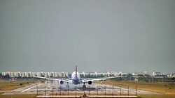 Commercial Plane on Approach Landing 01 Stock Footage