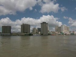 MS View of Commercial buildings side of river / New Orleans, Louisiana, United States Stock Footage