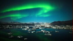 Time Lapse: Aurora Borealis over Jokulsarlon - Iceland Stock Footage