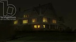 Static shot of a country inn by night, clip 2 Stock Footage