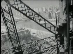 An elevator ascends inside the Eiffel Tower in Paris, France. News Clip