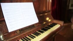 Young girl playing Piano Stock Footage