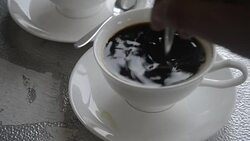 hot coffee in white mug Stock Footage