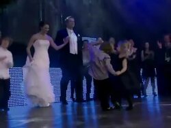 small boy and girl dance together as bride and groom enter to dance Stock Footage