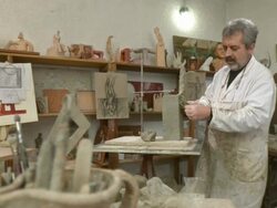 HD: Sculpture Artist Making Clay Statue Stock Footage