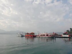 Filming of Sun Moon Lake From Shueishe Pier Stock Footage