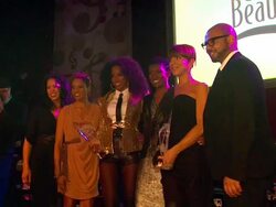 Michelle Ebanks, MC Lyte, Kelly Rowland, Constance White, Sylvia Rhone at 3rd Annual ESSENCE Black Women In Music Event on 3/8/12 in Los Angeles, CA Stock Footage