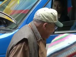 James Earl Jones arrives at the Gerald Schoenfeld Theatre (The Best Man) in New York, 08/22/12 Stock Footage