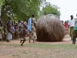 MS People dancing in Voodoo Ceremony / Togo Stock Footage