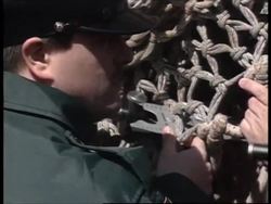 USA: FISHING DISPUTE: CONFISCATED  FISHING NETS ON SHOW News Clip
