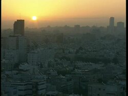 WA across sprawling city in dim sunset light, Jerusalem Stock Footage