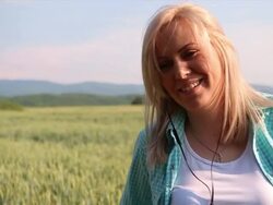 Woman listening to music Stock Footage