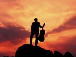 CRANE: Musician Inspired By Sunset Stock Footage