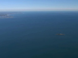 MS AERIAL ZO ZI View of Faulkner's Light Brigade Lighthouse / Connecticut, United States Stock Footage