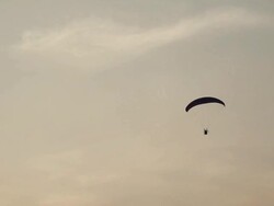 Paramotor at sunset. Stock Footage
