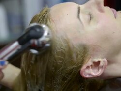 Washing hair Stock Footage