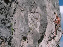 CRANE: Climbing On Extreme Terrain Stock Footage