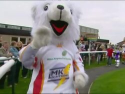 Football Mascots Grand National Race Stock Footage