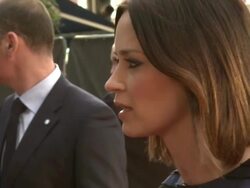 Emily Blunt at Salmon Fishing In The Yemen European Premiere at ODEON Kensington on April 10, 2012 in London, England. Stock Footage