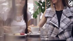 Enjoying in a coffee shop Stock Footage