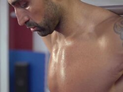 Man doing squats and CrossFit workout at the gym.  - Slow Motion - 1920x1080 - filmed at 200 fps Stock Footage