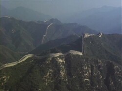 WA High angle view of Great Wall of China across hilly landscape, Badaling, China Stock Footage
