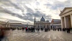 Motion timelapse (hyperlapse) of the Saint Peter's at evening. Vatican, Rome, Italy. April, 2016. Stock Footage