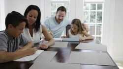 Dinning Room Homework Stock Footage