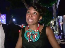 Nomfusi Gotyana on Idris Elba & His Charisma at Mandela Long Walk To Freedom After Party Warwick in Hollywood Stock Footage