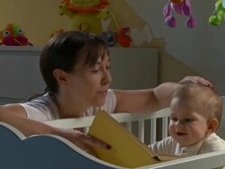 HD DOLLY: Mother With Her Sleepless Baby Stock Footage