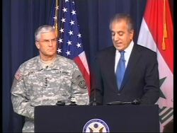 News conference by US amb to Iraq, Zalmay Khalilzad, and Gen. George Casey News Clip