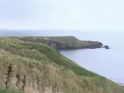 WS Coastline and cliffs / Stonehaven, Scotland, United Kingdom Stock Footage