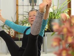 Senior Female doing Yoga in Bedroom Stock Footage