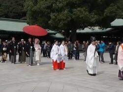 Wedding procession at Meiji Shrine, Tokyo, Japan Stock Footage