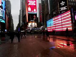 General views of weather in Times Square. (Photograp Stock Footage