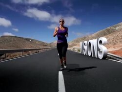 Running in mountains Stock Footage