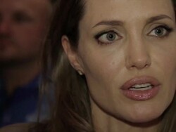 INTERVIEW: Angelina Jolie on the Sarajevo Film Festival at Angelina Jolie Receives the Honorary Citizen of Sarajevo Award at Sarajevo Film Festival Talent Campus on July 07, 2012 in Sarajevo, Bosnia and Herzegovina (Footage by WireImage Video/Getty Images) Stock Footage