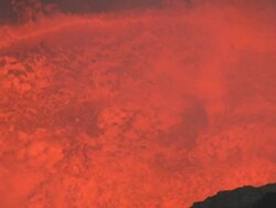 Close up vigorously erupting lava lake in Marum volcano, Marum Volcano, Ambrym Island, Vanuatu Stock Footage