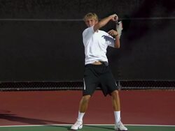 WS, Young man playing tennis, Santa Barbara, California, USA Stock Footage