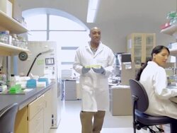 MS POV Male Lab technician walking with samples at Cancer research Healthcare medicine Industry DNA sequencing Laboratory / Vancouver, BC, Canada    Stock Footage